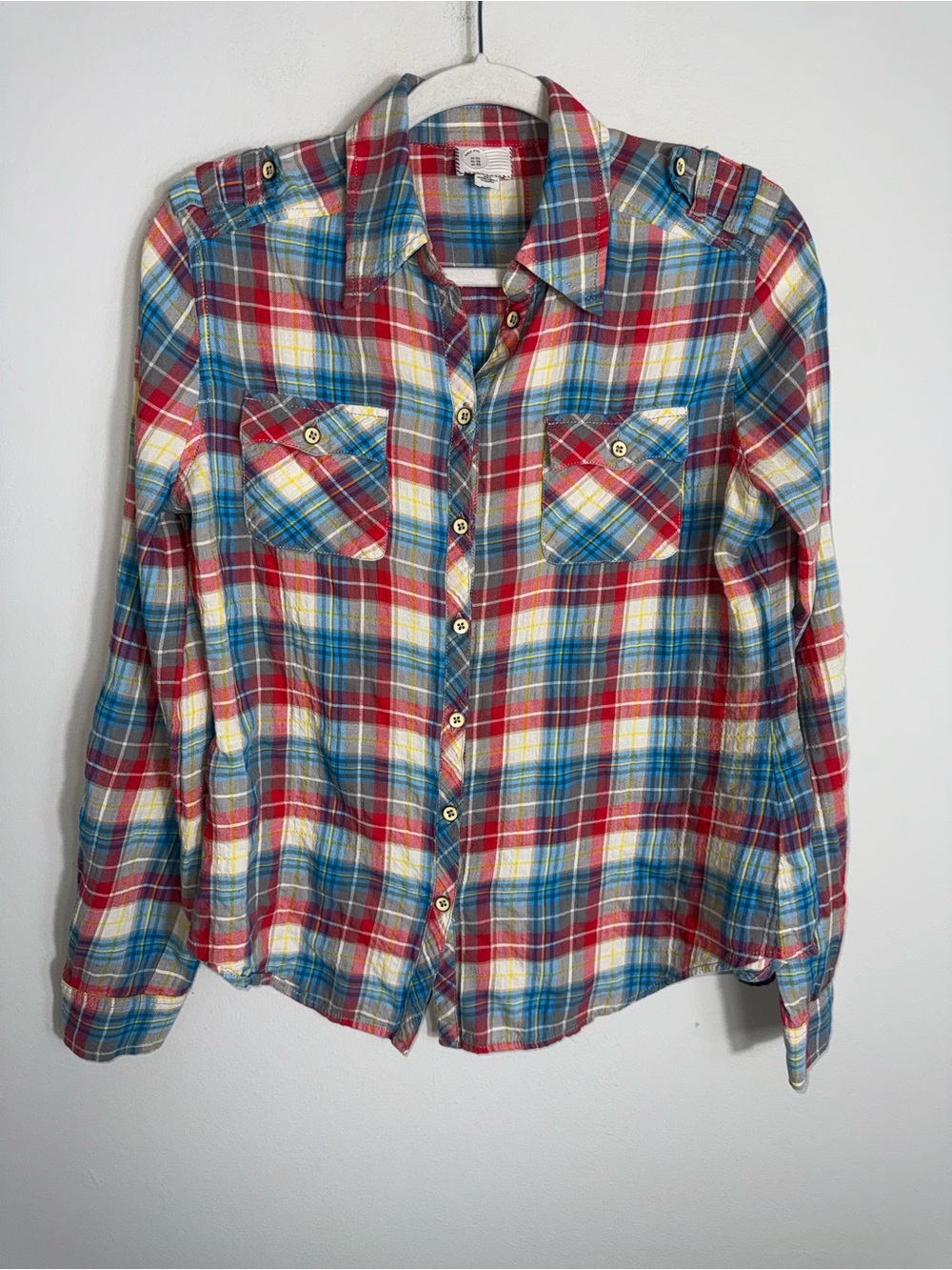 Postmark Anthropologie Button Front Plaid Top Shirt-Cotton Blend-US Size 4